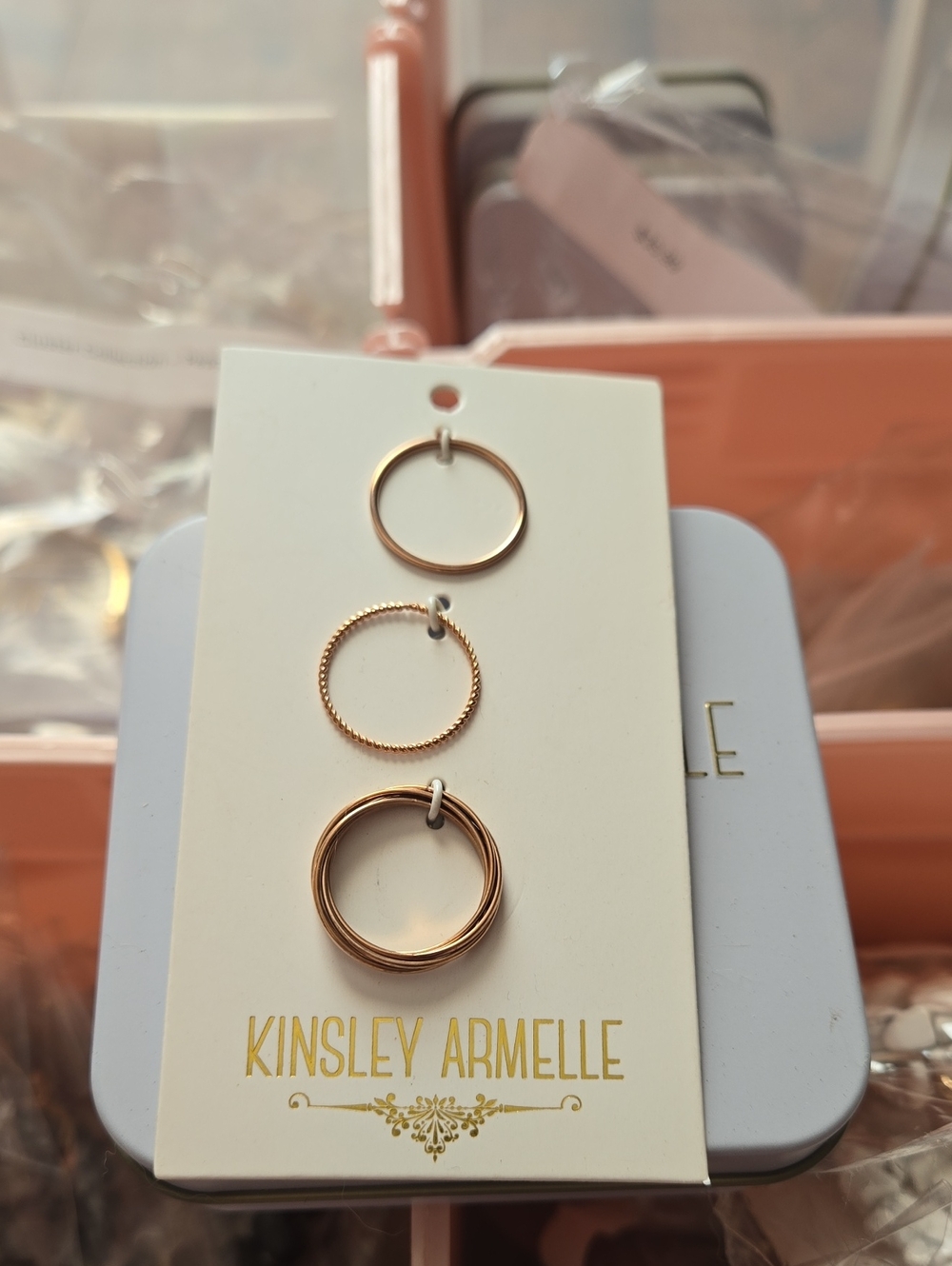 Kinsley Armelle Rose Gold Three-Piece Stackable Ring Set